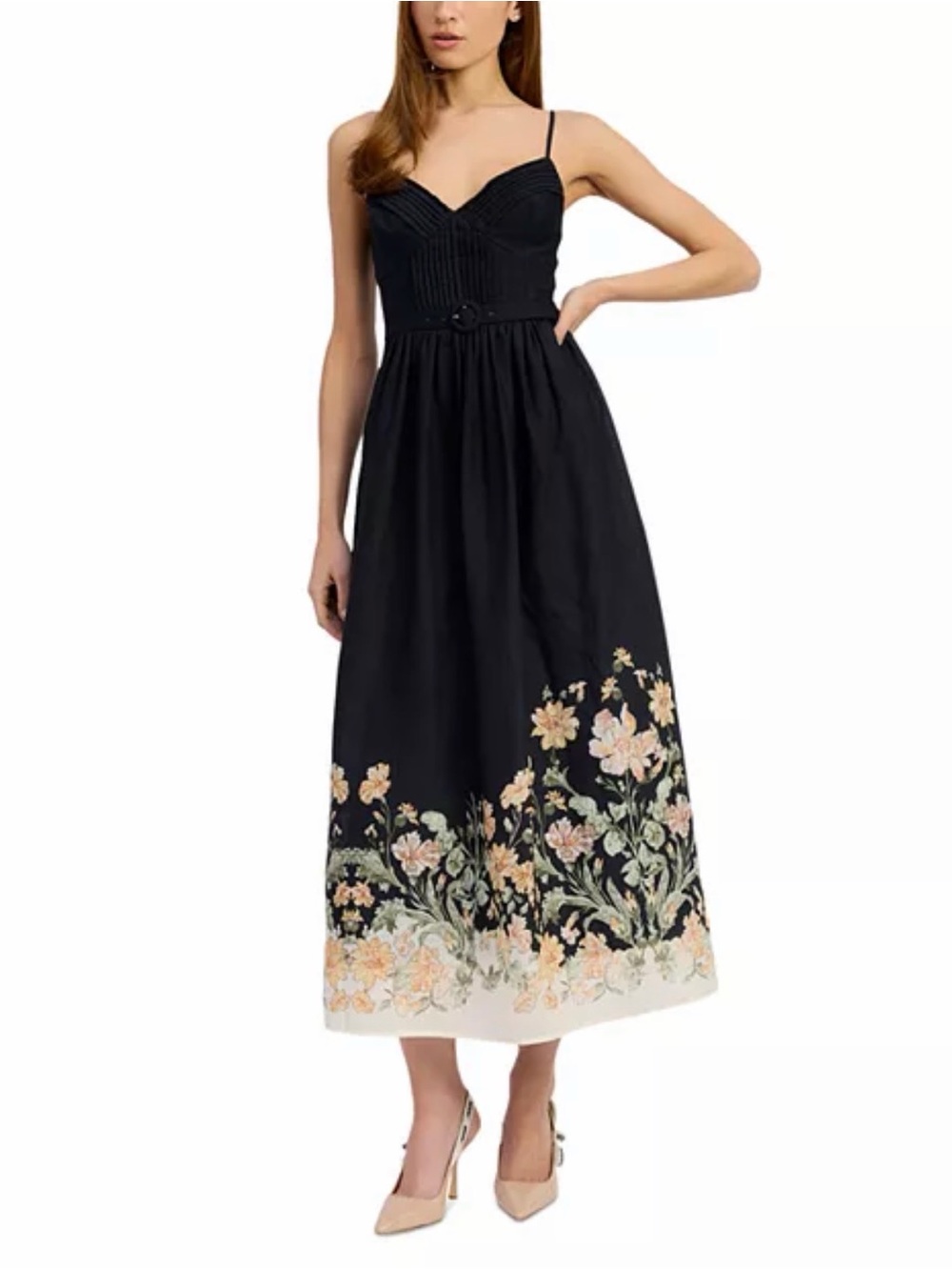 En Saison Iris Midi Dress – Black Floral – Size Medium – NWT